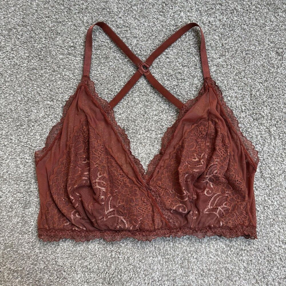 Uye Surana Bralette Bra Womens 2XL/3XL Brown Lace Hippie Boho Festival Fairycore